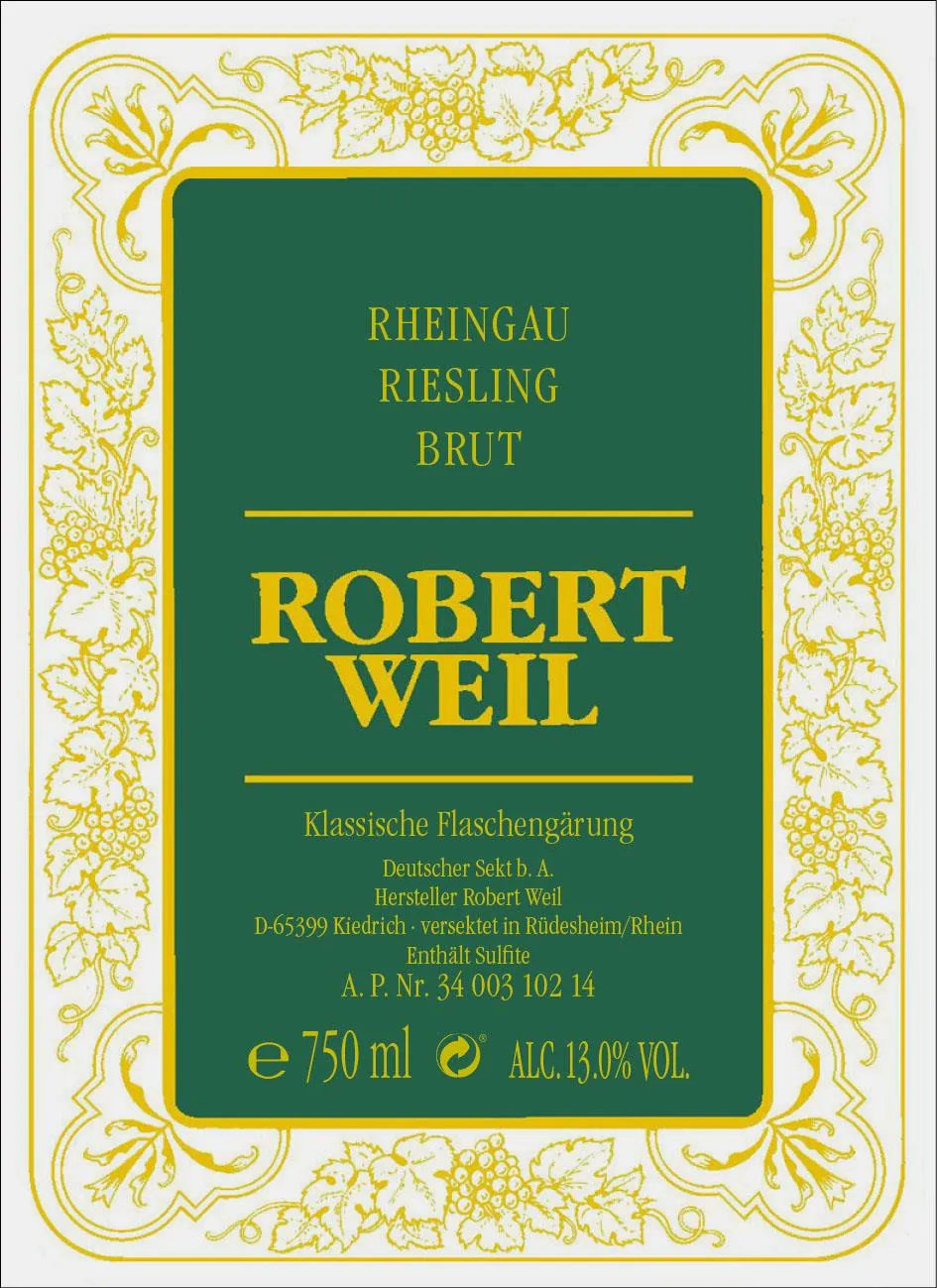 Rheingau Riesling Brut Sekt Bottle