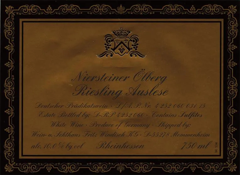 Niersteiner Olberg Riesling Spatlese Bottle
