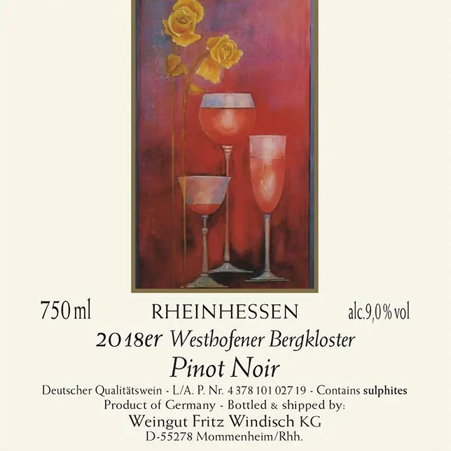 Westhofener Bergkloster Rheinhessen Pinot Noir Bottle
