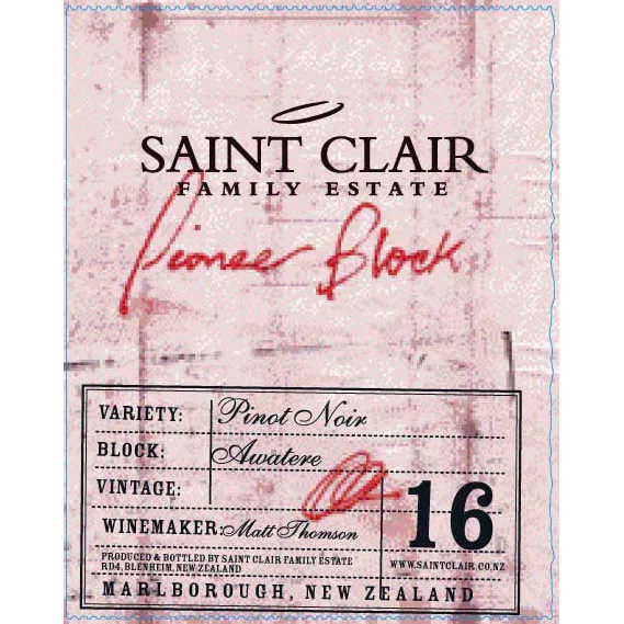 Pioneer Block 16 Awatere Pinot Noir Bottle