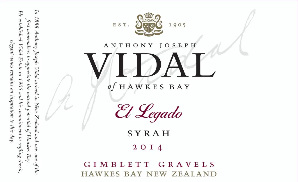 El Legado Gimblett Gravels Syrah Bottle