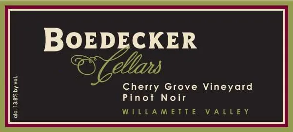 Cherry Grove Vineyard Pinot Noir Bottle