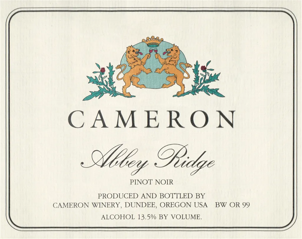 Abbey Ridge Pinot Noir Bottle