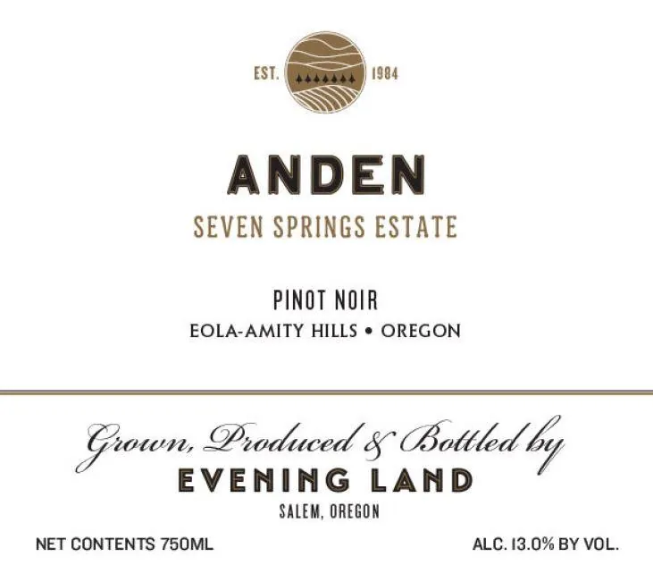 Seven Springs Vineyard Anden Pinot Noir Bottle