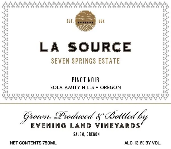 Seven Springs Vineyard La Source Pinot Noir Bottle