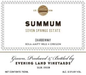 Seven Springs Vineyard Summum Chardonnay Bottle