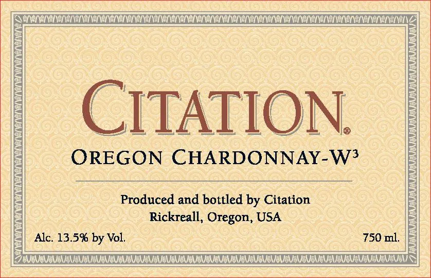 Citation W3 Chardonnay Bottle