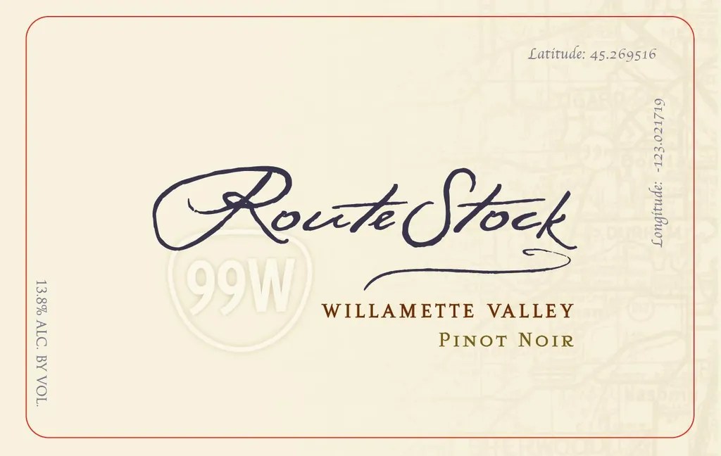 Route 99W Willamette Valley Pinot Noir Bottle