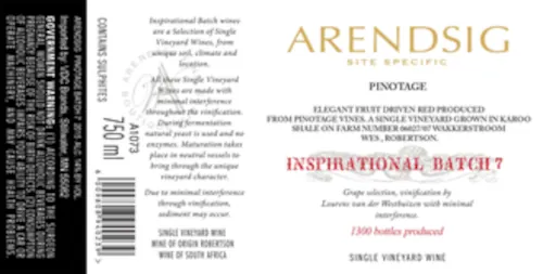 Inspirational Batch 7 Pinotage Bottle
