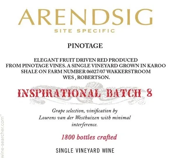 Inspirational Batch 8 Pinotage Bottle