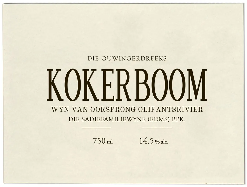 Die Ouwingerdreeks Kokerboom Bottle