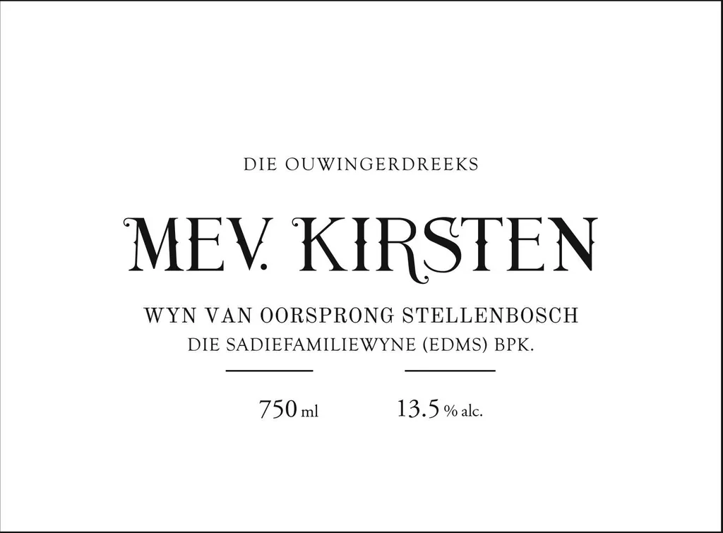 Mev. Kirsten Chenin Blanc Bottle
