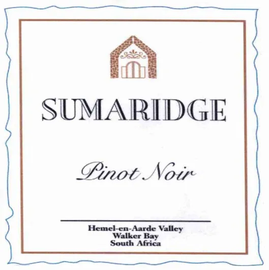 Sumaridge Walker Bay Pinot Noir Bottle