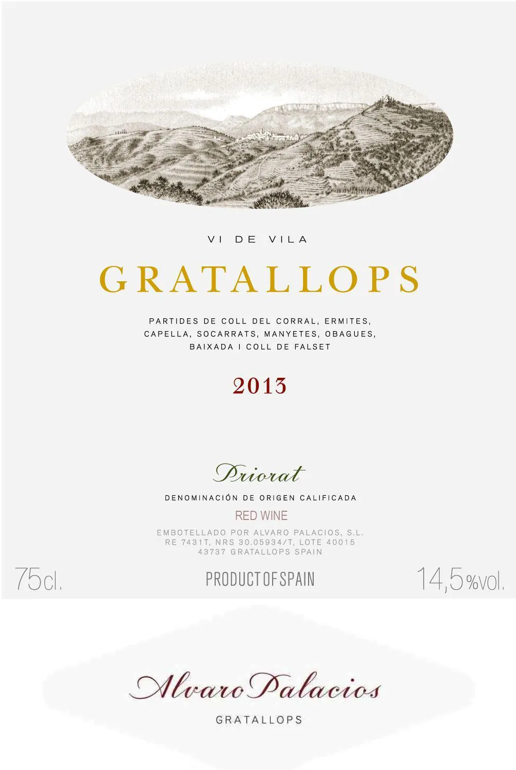 Vi de Vila Gratallops Bottle