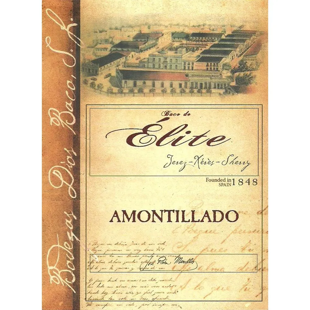 Elite Amontillado Sherry Bottle