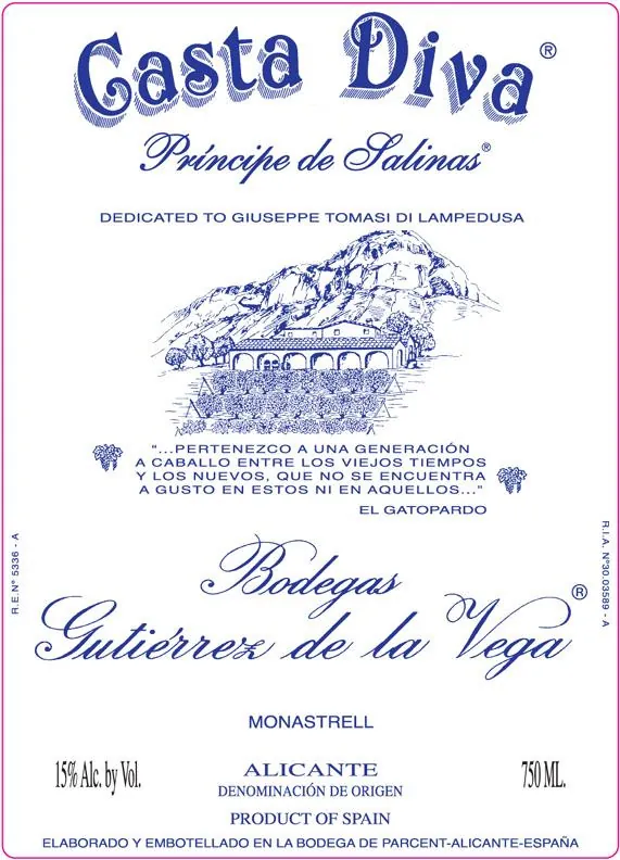 Casta Diva Principe de Salinas Bottle