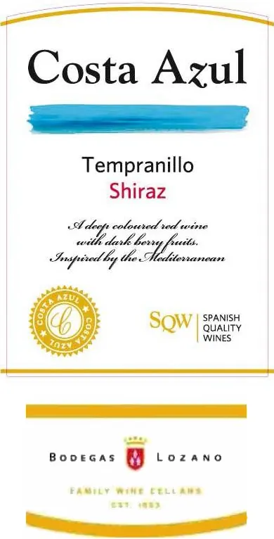 Costa Azul Tempranillo Shiraz Bottle