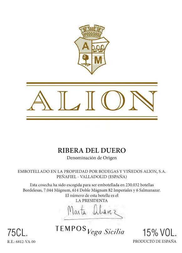 Bodegas y Vinedos Alion Bottle