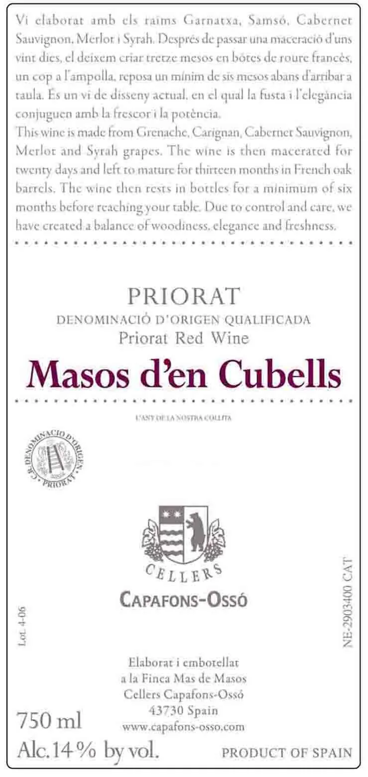 Masos d'en Cubells Bottle