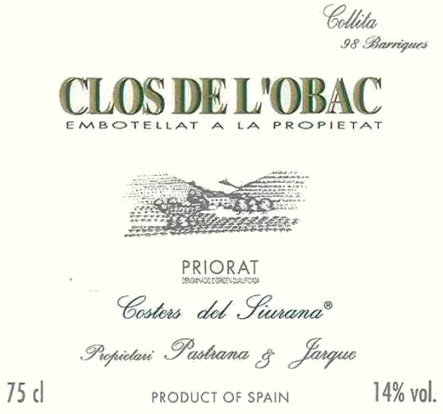 Clos de l'Obac Bottle