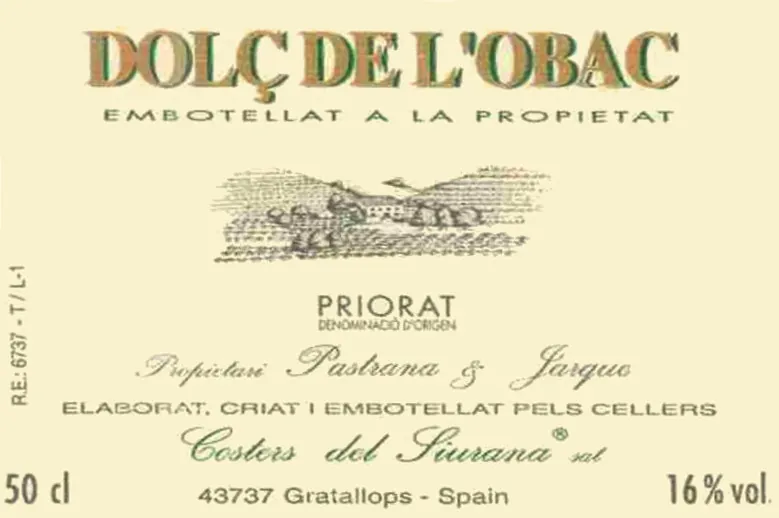 Dolc De L'Obac Bottle