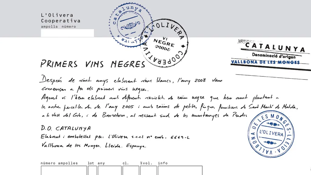 Primers Vins Negres Bottle