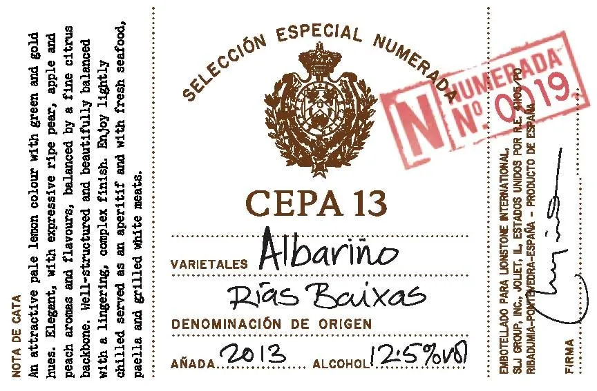 Seleccion Especial Numerada 19 Cepa 13 Albarino Bottle