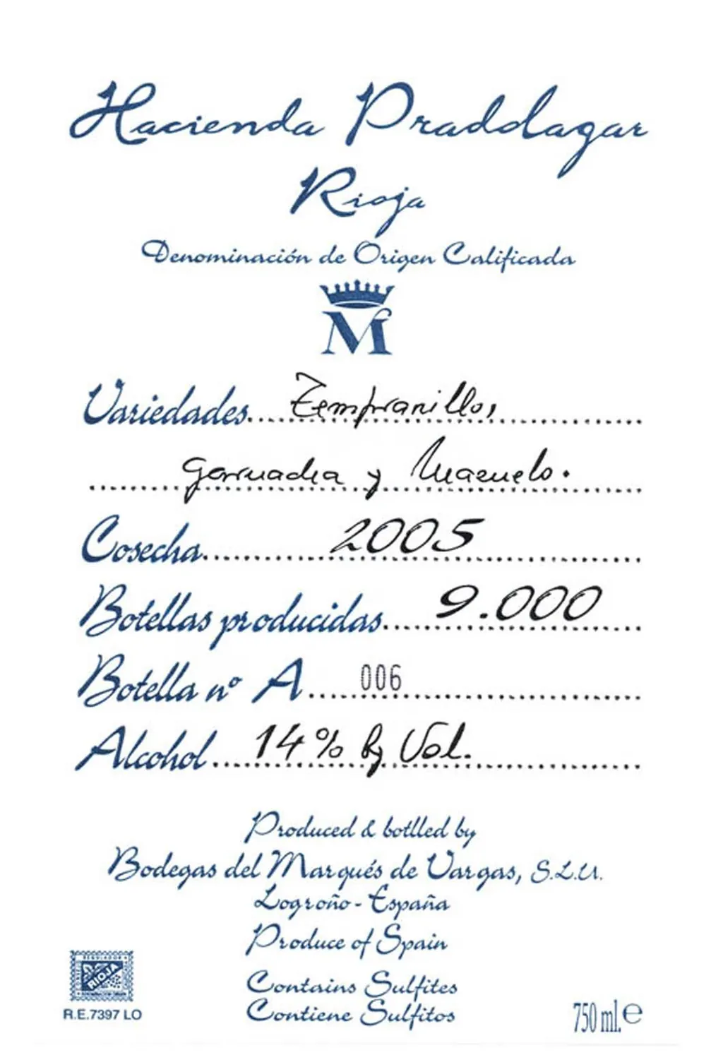 Hacienda Pradolagar Rioja Reserva Especial Bottle
