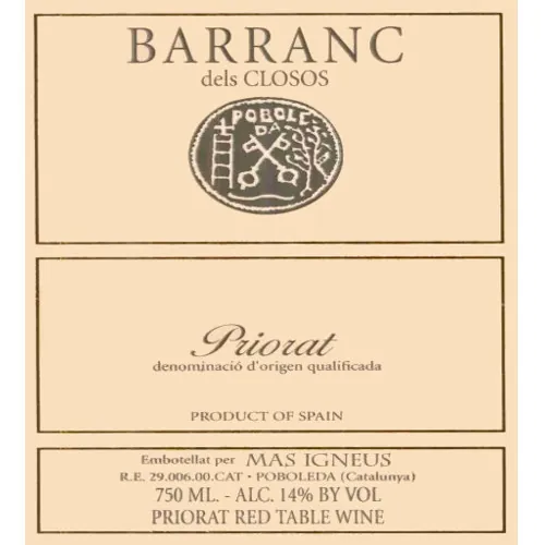 Barranc Dels Closos Bottle