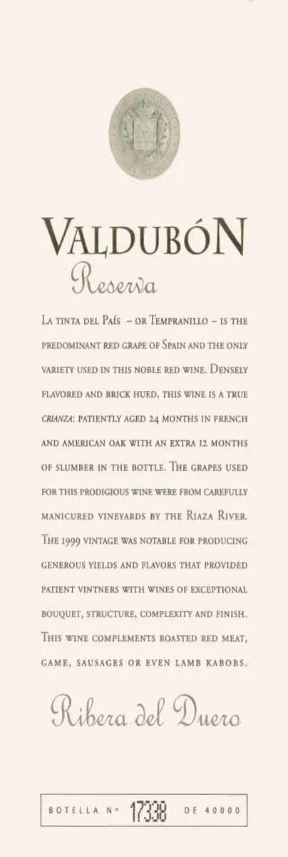 Ribera del Duero Reserva Bottle