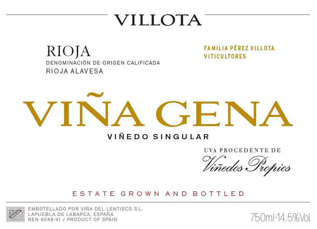 Vina Gena Vinedo Singular Rioja Bottle