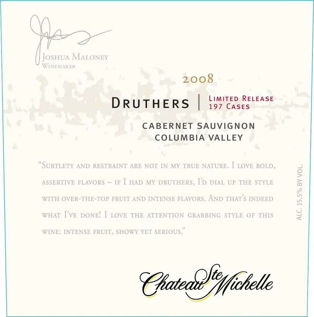 Limited Release Druthers Cabernet Sauvignon Bottle