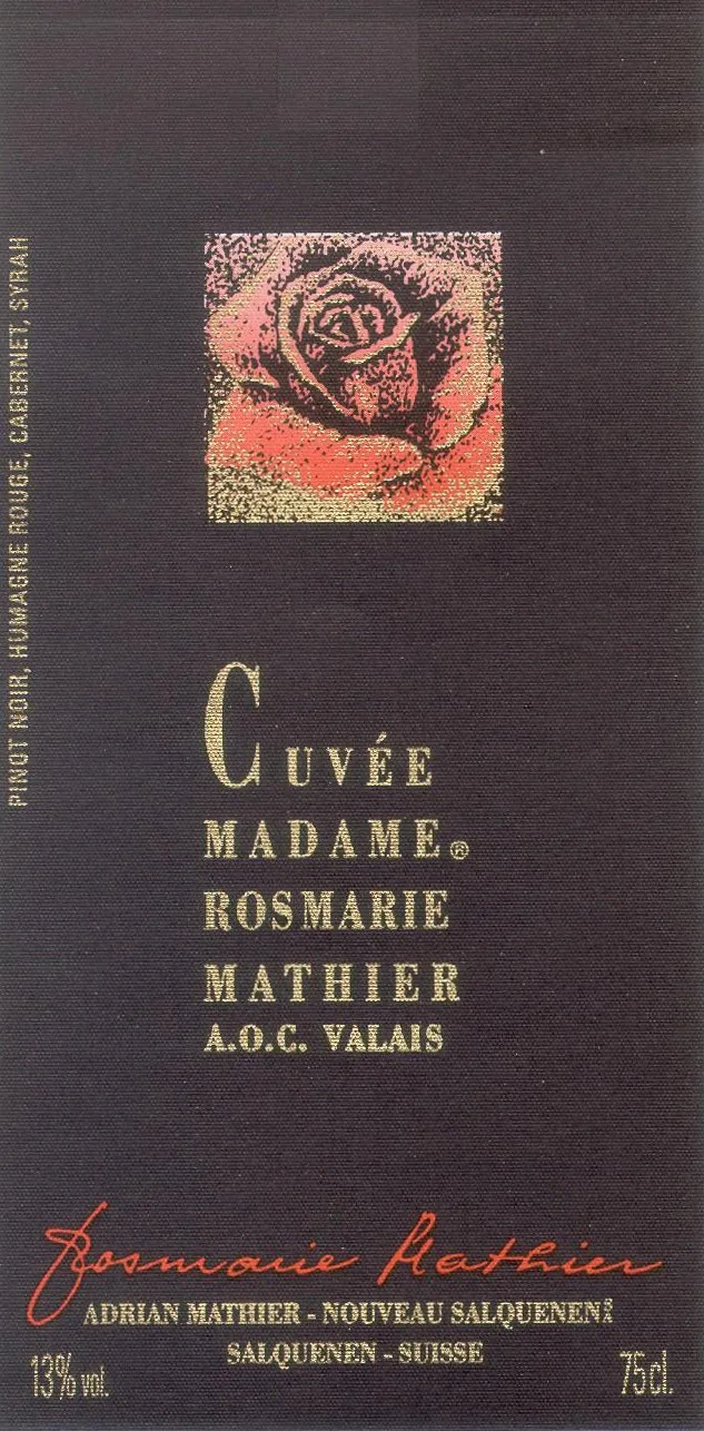 Cuvee Madame Rosmarie Mathier Rouge Bottle