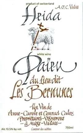 Heida Paiev Du lievu Dit Syrah Les Bernunes Bottle