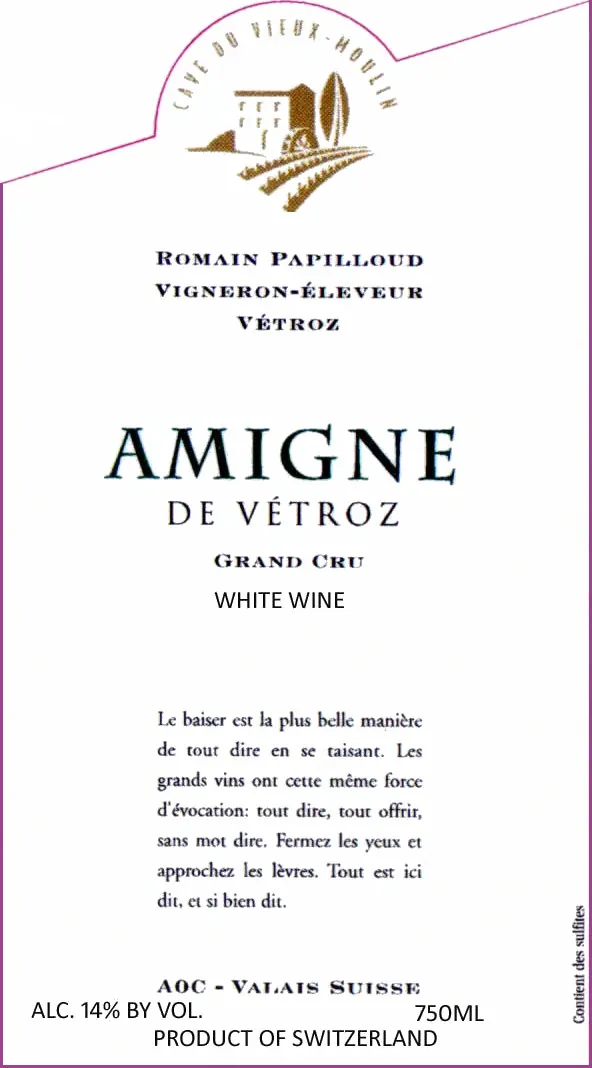 Amigne de Vetroz Grand Cru Bottle