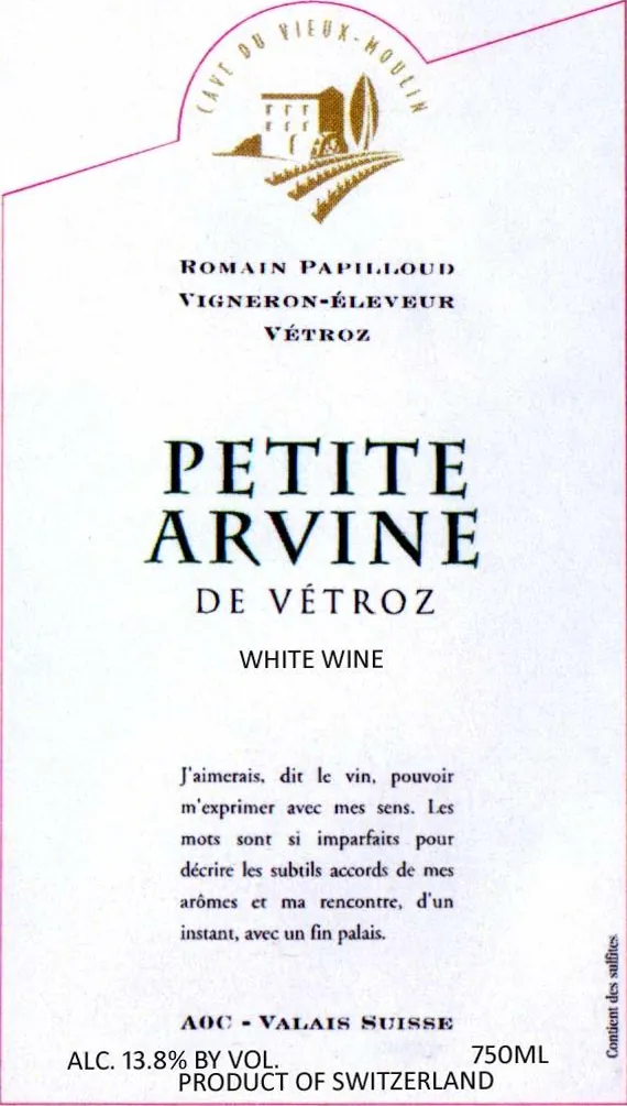 Petite Arvine de Vetroz Bottle