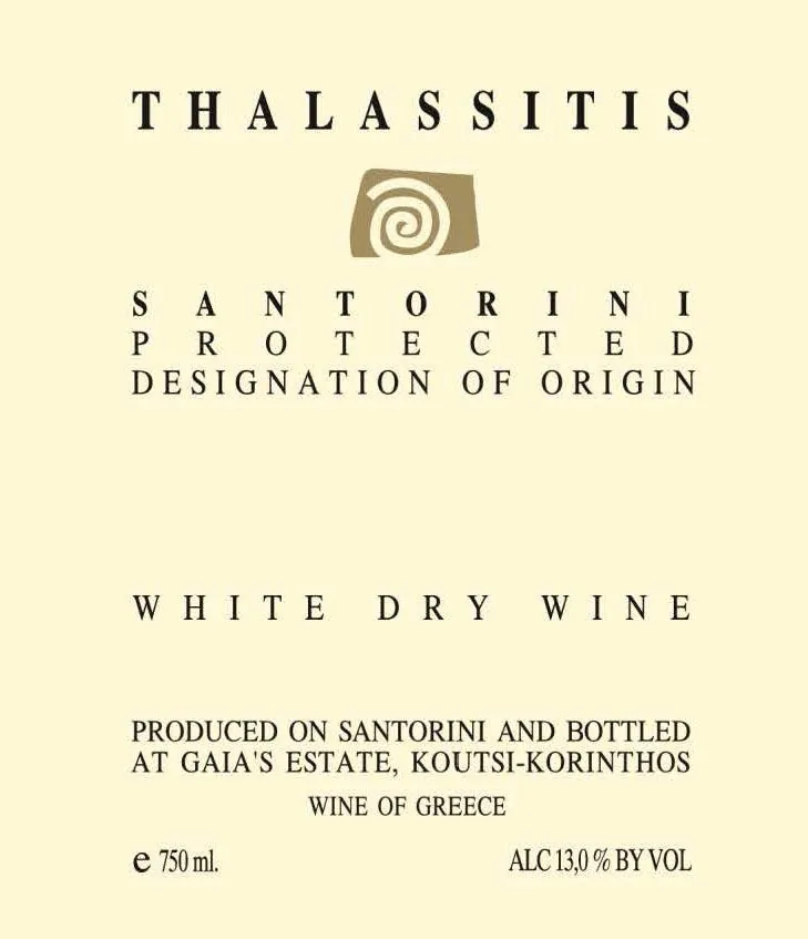 Santorini Thalassitis Assyrtiko Bottle
