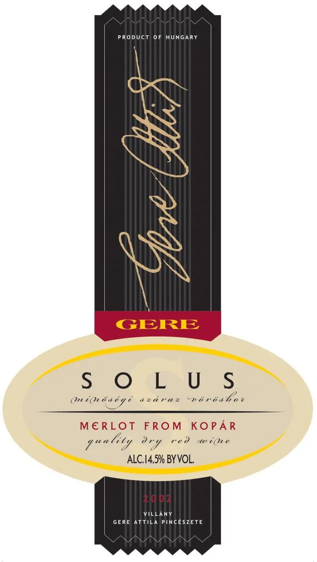 Solus Merlot Bottle