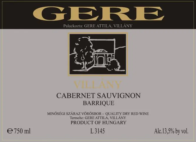 Villany Barrique Cabernet Sauvignon Bottle