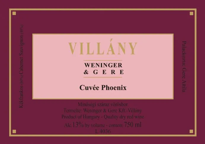 Villany Weninger Cuvee Phoenix Bottle