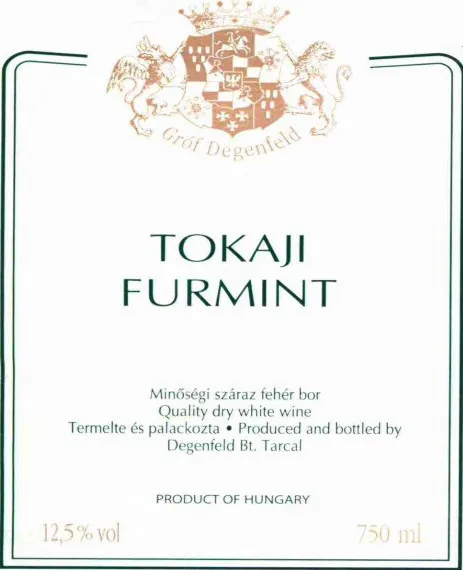Tokaji Dry Furmint Bottle