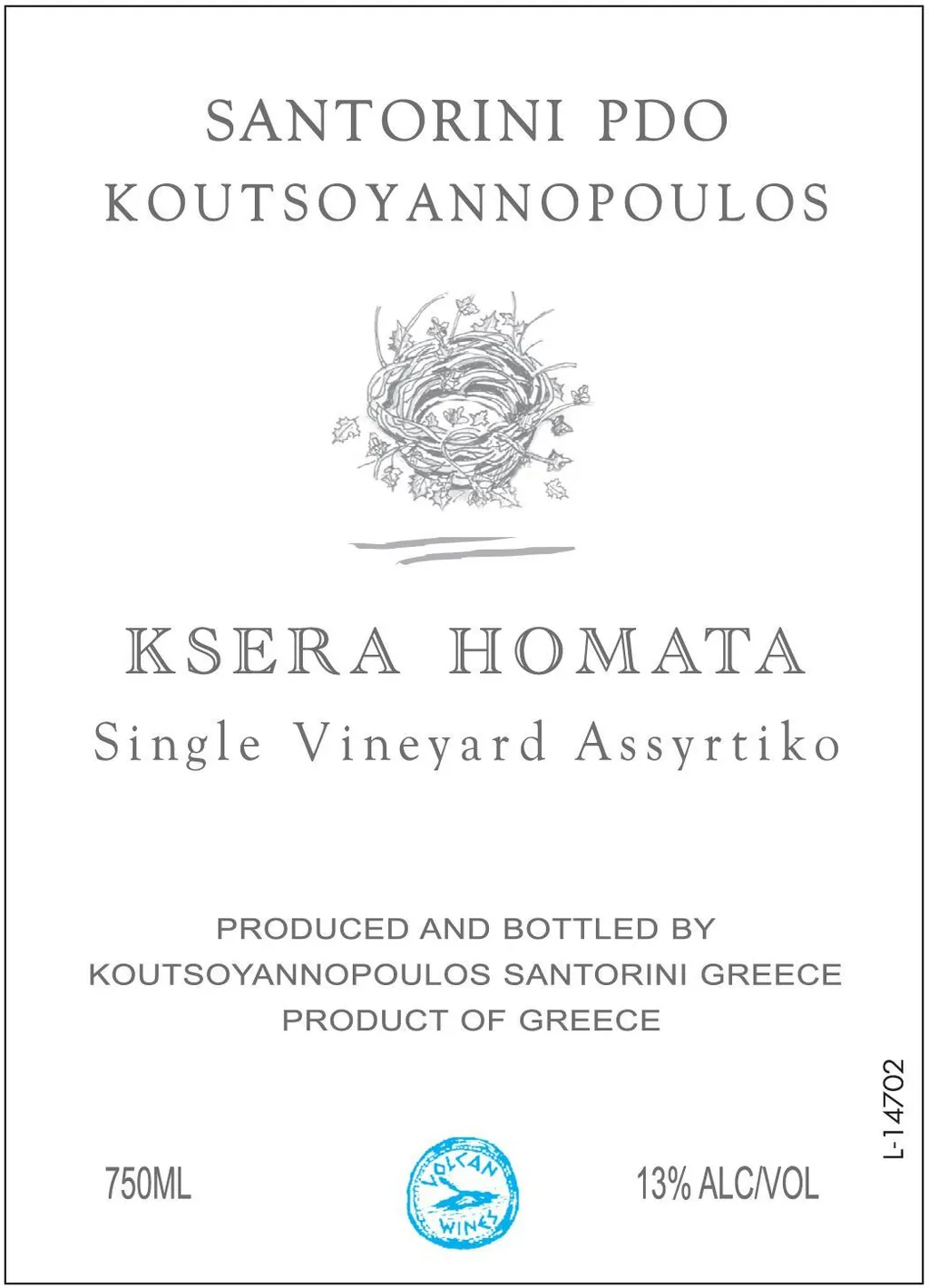Ksera Homata Old Vines Assyrtiko Santorini Bottle
