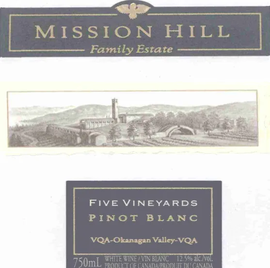 Five Vineyards Pinot Blanc Bottle
