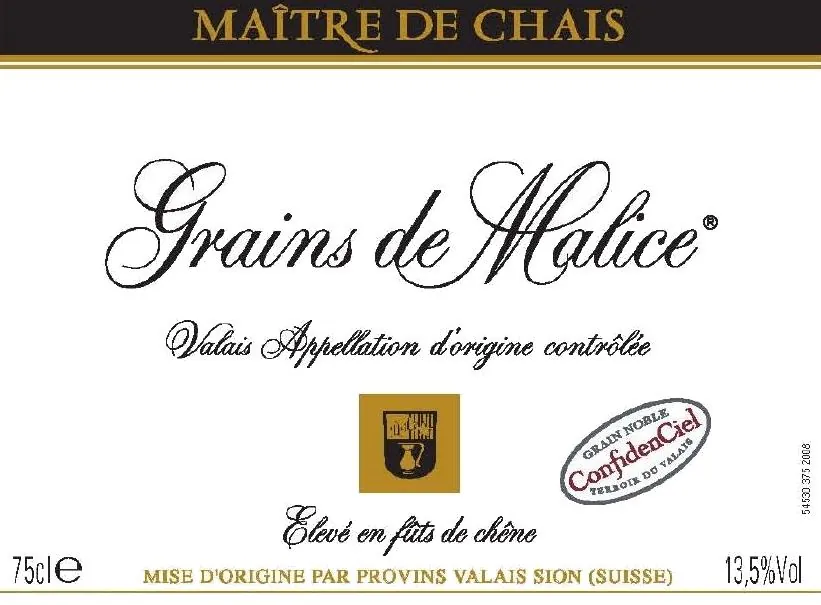 Grains de Malice Vendange Tardive Maitre de Chais Bottle