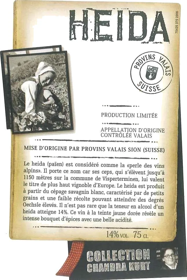 Heida du Valais Collection Chandra Kurt Bottle