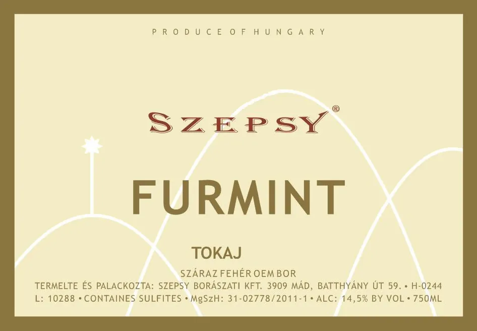 Tokaji Szaraz Furmint Bottle