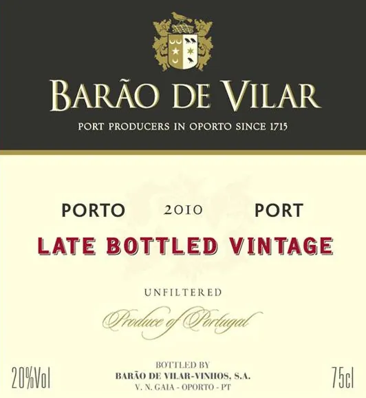 Late Bottled Vintage Baronesa de Vilar Port Bottle