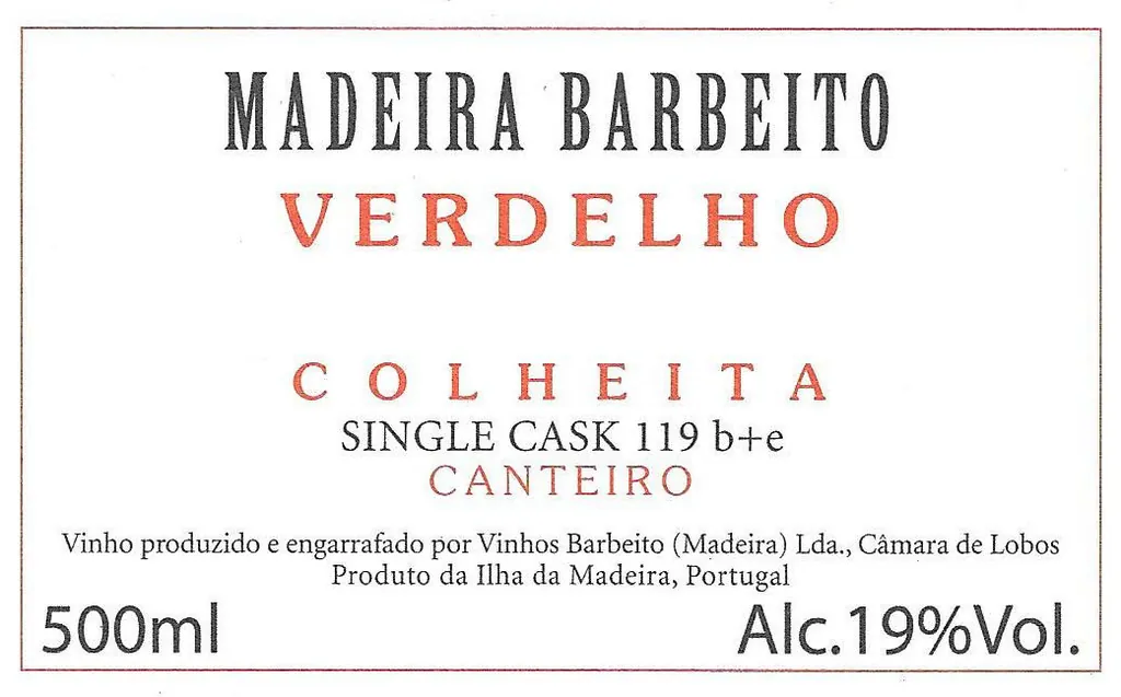 Single Cask 119 B+E Colheita Canteiro Verdelho Bottle