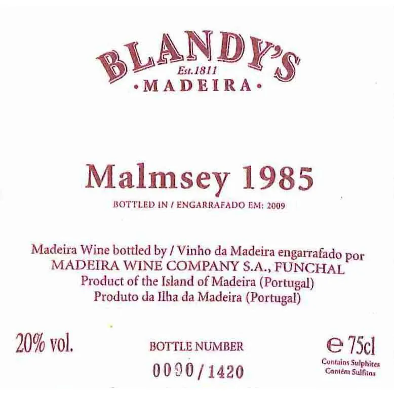 Vintage Malmsey Madeira Bottle