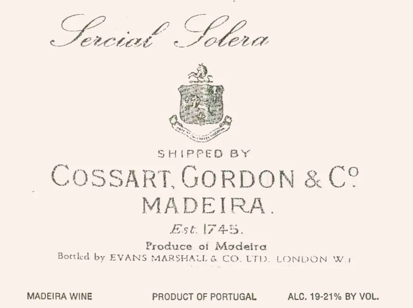 Madeira Sercial Solera Bottle